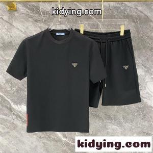 プラダ ブランド コピー コピー セットアップ 半袖 prada ブランド コピー ショートパンツ シンプル 快適素材 外出兼用kidying265vyyCm