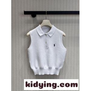 ポニー刺繍 ノースリーブ ニットポロ ラルフローレン ニット 偽物 ホワイトkid26OH5Pre