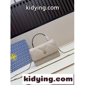 トリーバーチ キラ ダイヤモンドキルト パヴェ ロゴ トップハンドル ミニクロスボディバッグ コピー グレージュkid26eK9Ljm