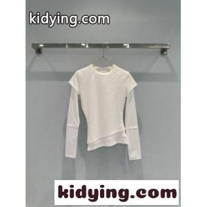 アシンメトリー レイヤード風 長袖Tシャツ アレキサンダーワング Tシャツ コピー ホワイトkid269fSHHb