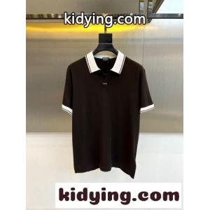 洗練された スキッパーネック ポロシャツ エルメネジルド・ゼニア Tシャツ 偽物 ダークブラウンkid26TvmOzi