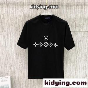 ルイヴィトン コピー コピー 半袖Tシャツ メンズ レディース クルーネック 刺繍ロゴ フラワーモチーフ ブラック ホワイト ユニセックス カジュアル 新作 LOUIS vuitton コピーkidying26f8DWDa