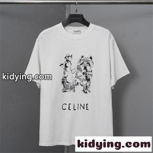 セリーヌ スーパーコピーコピー Tシャツ 半袖 アニマルプリント ドッグモチーフ メンズ レディース シンプル カジュアル 人気 夏 新作 celine スーパーコピー 白kidying26T1H1Lr