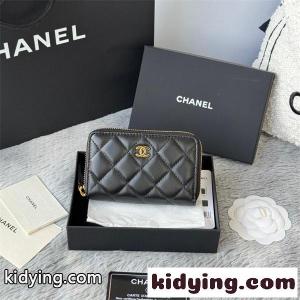 chanel ブランド コピー シャネル ブランド コピー コピー 財布 エレガント レザー ラウンドジップ ミニウォレット ブラック 高級感kidying26Wz8Xne