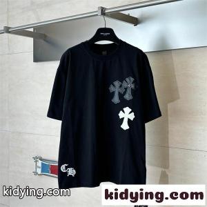 Chrome hearts コピーブランド  ホワイト ブラック クロスクロムハーツ コピーブランド スーパー コピー  Tシャツ 胸ポケット付き カジュアル モードkidying260zSXbq