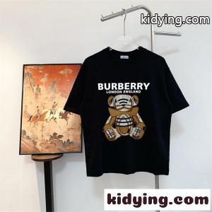ホワイト ブラック バーバリー スーパーコピー コピー Tシャツ 熊モチーフ プリント 大型ロゴ 日常 カジュアル モード感 burberry スーパーコピーkidying26iGrmKD