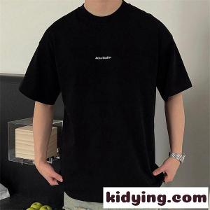 Acne ワンポイントTシャツ ブラック 半袖 シンプル モード ルー 人気 アクネストゥディオズ コピーkidying261fOjuu