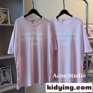 アクネストゥディオズ コピー プリント Acne Tシャツ ピンク 半袖 シンプル カジュアル 柔らかkidying26yyGDqu