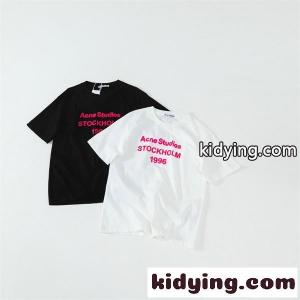 アクネストゥディオズ コピー プリントTシャツ Acne ブラック ホワイト 半袖 ストリート ペアコーデkidying26DqGvKr