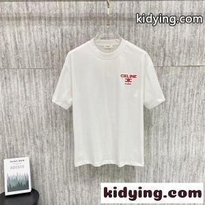 ワンポイントロゴ celine コピーブランド 半袖Tシャツモノトーンスタイル セリーヌ コピーブランド コピー 着回しアイテムkidying26WT5LPj