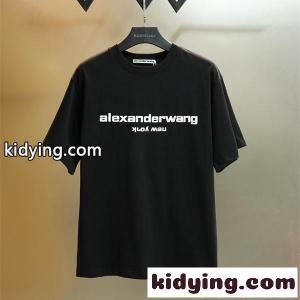 Tシャツ シンプルロゴ クルーネック アレキサンダーワン コピー ゆったりシルエット カジュアル Alexander wangkidying26uyumum