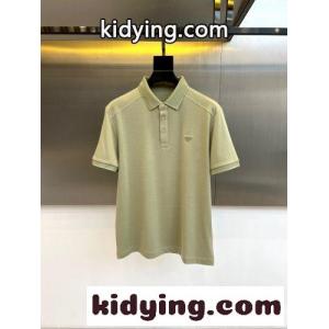 洗練された シンプル 半袖 ポロシャツ プラダ ブランド コピー Tシャツ 偽物 グリーンkid26faaW5j