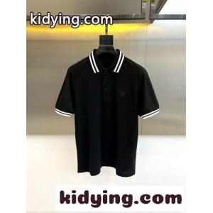 定番 カジュアル 半袖 ポロシャツ プラダ ブランド コピー Tシャツ 偽物 ブラックkid26yu0XTv