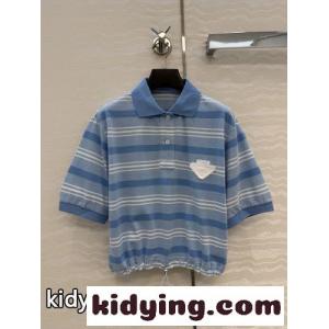 マルチボーダー クロップド ポロシャツ プラダ コピーブランド Tシャツ 偽物 コットンkid26fWnOrm