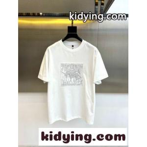 お洒落 カジュアル コットン 半袖Tシャツ エルメス スーパーコピー Tシャツ 偽物 ホワイトkid26qqKDWz