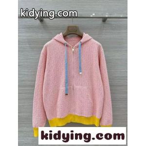 配色 ジップアップ ニット フーディー フェンディ コピー パーカー コピー ピンクkid26juKPXf