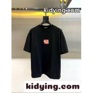 おしゃれ ロゴ クルーネック 半袖Tシャツ バレンシアガ スーパーコピー Tシャツ 偽物 ブラックkid26vyeiqa