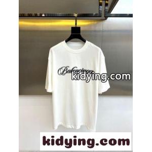 バレンシアガ コピーブランド Tシャツ 偽物 スクリプトロゴ クルーネック 半袖Tシャツ ホワイトkid26HbGPHz