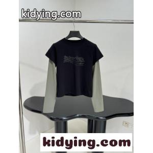 おしゃれ レイヤード風 ロゴ 長袖Tシャツ バレンシアガ スーパーコピー Tシャツ コピーkid26KfKLPn
