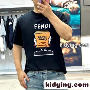 フェンディ コピーブランド コピー 半袖 Tシャツ メンズ ワイドフィット ホワイト ブラック プリントデザイン キャラクター柄 ロゴ入り カジュアル 通気性 柔らか素材 春夏kidying26GHne0f