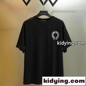半袖Tシャツ 激安 クロムハーツ コピーブランド コピー ブラック ロゴプリント コットン素材 クルーネック ルーズフィット CHROME hearts コピーブランド 通気性 軽量 柔らかい ストリート 夏kidying26W1jWDe