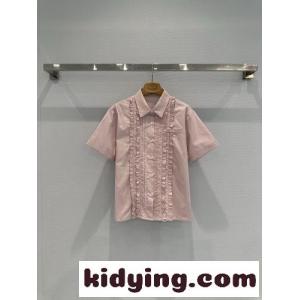 ロゴ入り コットン 半袖シャツ ミュウミュウ コピー シャツ コピー ピンクkid26CiW5Hf
