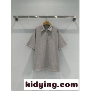 ハーフジップ コットンブレンド ポロシャツ ミュウミュウ コピーブランド Tシャツ コピー グレーkid26DWHfKb