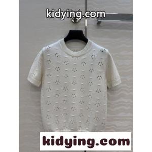 アイレット編み クルーネック 半袖ニットセーター ミュウミュウ スーパーコピー ニット コピー ホワイトkid26yWvq4b