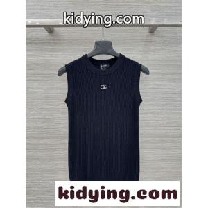 CCロゴ ノースリーブ ニットトップス シャネル スーパーコピー ニット コピー ブラックkid26yGfiaq
