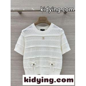 大人可愛い 透かし編み 半袖ニットプルオーバー シャネル コピー ニット コピーkid26yyyGzq