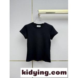 シンプル YSLロゴ 半袖Tシャツ イヴ・サンローラン コピーブランド Tシャツ コピー ブラックkid26miqKXn