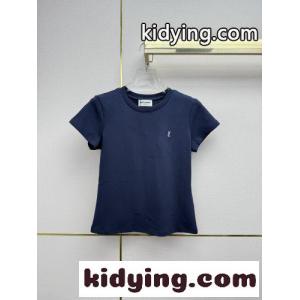 シンプル YSLロゴ 半袖Tシャツ イヴ・サンローラン コピーブランド Tシャツ コピー ネイビーkid26qe4raC