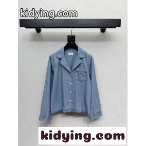 イヴ・サンローラン コピー シャツ コピー YSLロゴ ベルテッド デニム 長袖シャツkid26nK555D