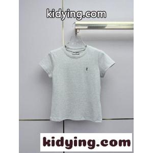 シンプル YSLロゴ 半袖Tシャツ イヴ・サンローラン コピー Tシャツ コピー ライトグレーkid26zyOfOv