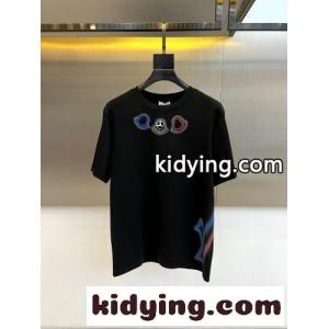 カジュアル ロゴ クルーネック 半袖Tシャツ モンクレール コピー Tシャツ 偽物 ブラックkid26uuqGru
