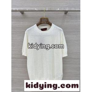 GGジャカード ウール 半袖セーター グッチ コピー ニット 偽物 ホワイトkid26L1rGHr