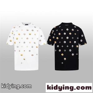 ホワイト 半袖Tシャツ Louis vuitton コピー マルチモチーフ総柄 ルイヴィトン コピー コピー クルーネック カラーロゴプリントkidying26bu0zKj