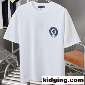 CHROME hearts コピーブランド クロムハーツ コピーブランド 2026新作 メンズ 半袖Tシャツ クロスサークル ロゴプリント オーバーサイズ クルーネック 高街風kidying26THfq0v
