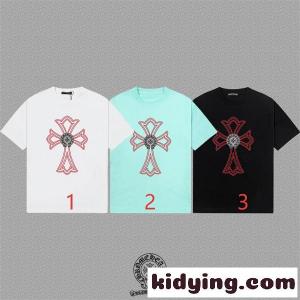ミントグリーン ホワイト 半袖Tシャツ Chrome hearts スーパーコピー クロスプリント クロムハーツ スーパーコピー コピー フロントビッグロゴ クルーネック カジュアルトップスkidying26q49THb