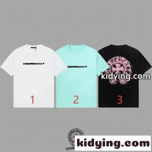 ミントグリーン ホワイト 半袖Tシャツ Chrome hearts コピー フロントロゴ クロムハーツ コピー コピー クロス文字プリント クルーネック シンプルデザインkidying26qSXjui