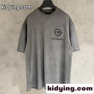 ウォッシュグレー 半袖Tシャツ Chrome hearts コピーブランド 胸元ロゴプリント クロムハーツ コピーブランド コピー ヴィンテージ加工 クルーネックkidying26rGDCCy