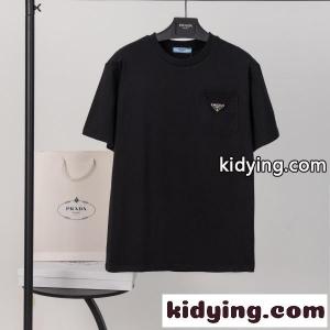 prada コピー プラダ コピー メンズ 半袖Tシャツ ポケット付き 三角ロゴ 無地 コットン ミニマル 上品 定番 快適kidying26ruiWPv