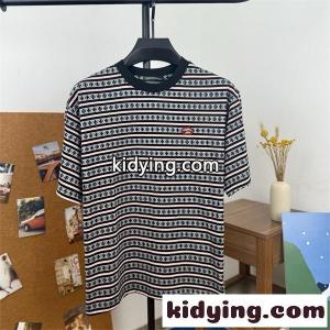 CHROME hearts コピー クロムハーツ コピー コピー 2026新作 メンズ 半袖Tシャツ ボーダー 総柄 ロゴ刺繍 クルーネック コットンkidying26D0Xbeu