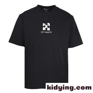 OFF-white コピー オフホワイト コピー コピー スプレーロゴデザイン 半袖クルーネックTシャツ ブラックkidying26SHXbGb