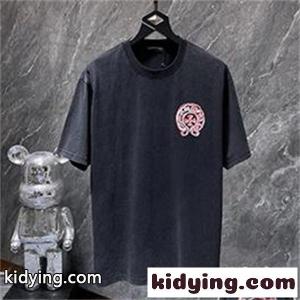 ブラック 半袖Tシャツ Chrome hearts ブランド コピー ピンクサークル胸ロゴ クロムハーツ ブランド コピー コピー クルーネック ワンポイントデザイン ゆったりシルエットkidying26zC45vq