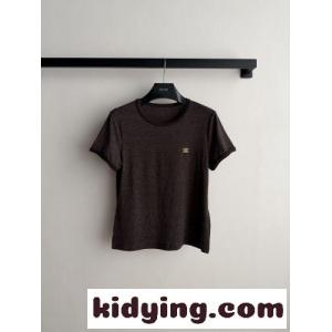 コットンリネン 半袖Tシャツ セリーヌ ブランド コピー Tシャツ コピー ダークブラウンkid26aqy0Pj