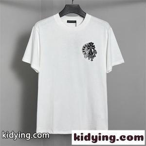 ホワイト 半袖Tシャツ Chrome hearts スーパーコピー クロムハーツ スーパーコピー コピー 胸元ワンポイントロゴ バックビッグクロスグラフィック クルーネック モノトーンデザインkidying26iWT1Tv