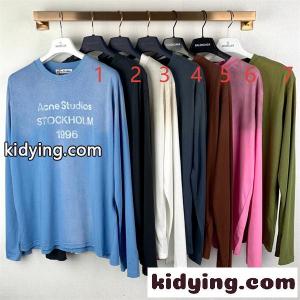 マルチカラー ブルー ロングスリーブTシャツ Acne Studios アクネ ストゥディオズ コピー フロントロゴプリント 丸首 リラックスフィットkidying260H9juC