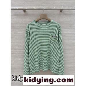 ミュウミュウ スーパーコピー Tシャツ コピー ボーダー柄 透かし編み 長袖Tシャツkid26ji4LjC