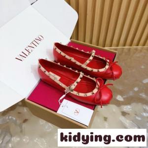スタッズ × リボン ストラップ バレエシューズ ヴァレンティノ スーパーコピー スーパーコピー レッドkid26W9bCCu